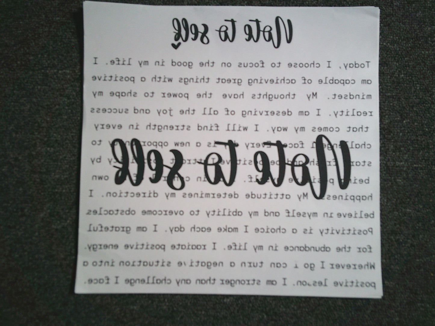 Note to Self (MUST BE ADDED TO SHIRT)