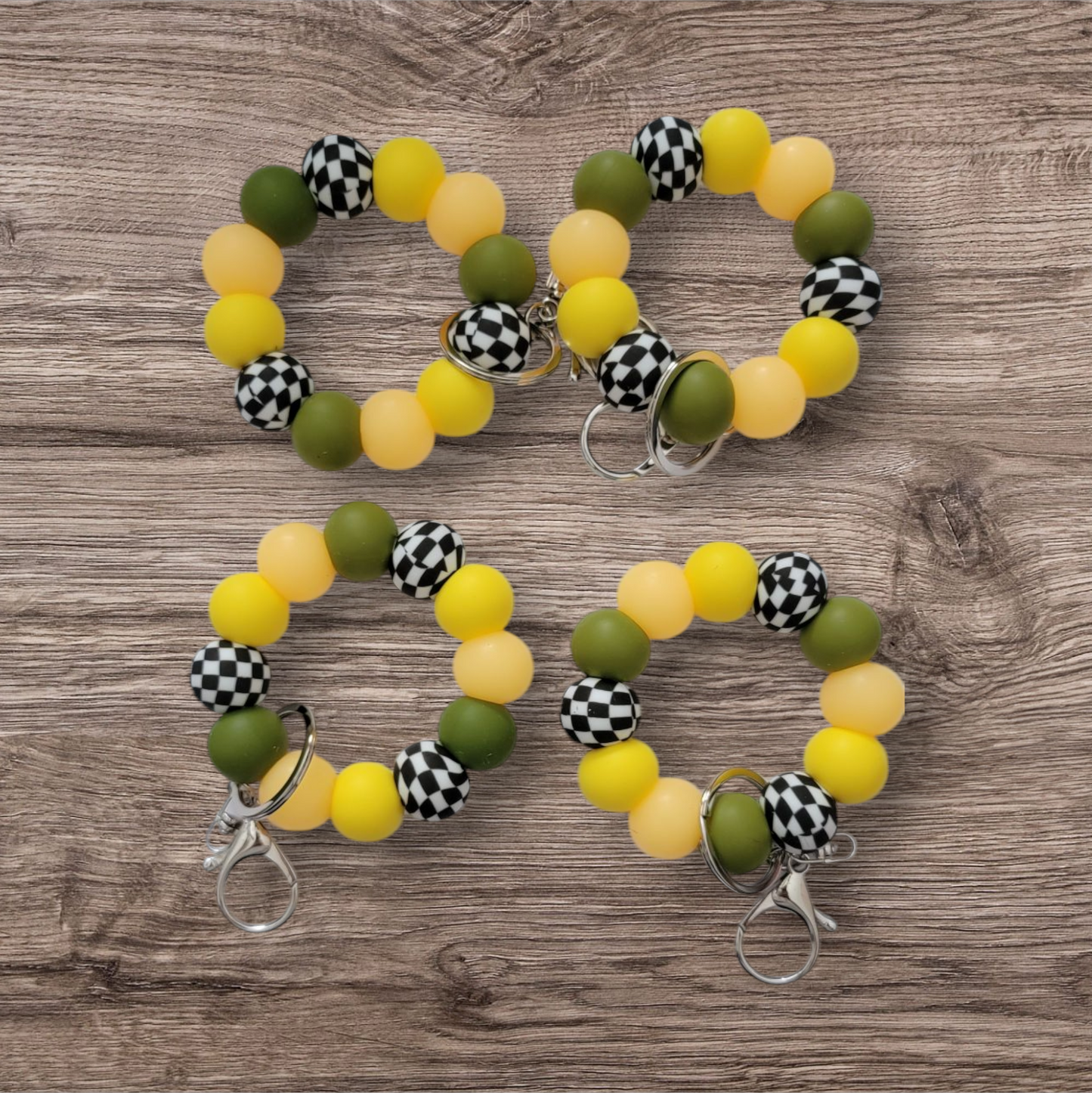 Green Yellow Checkered Mini Wristlet