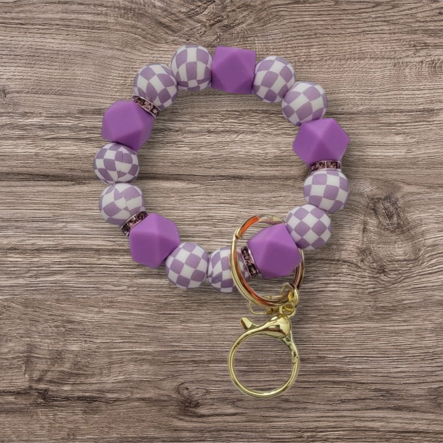 Purple Checkered Mini Wristlet