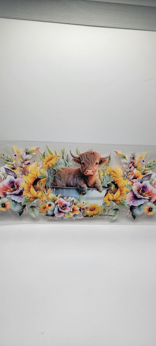 Highland Cow with flowers (MUST BE ADDED TO CUP)