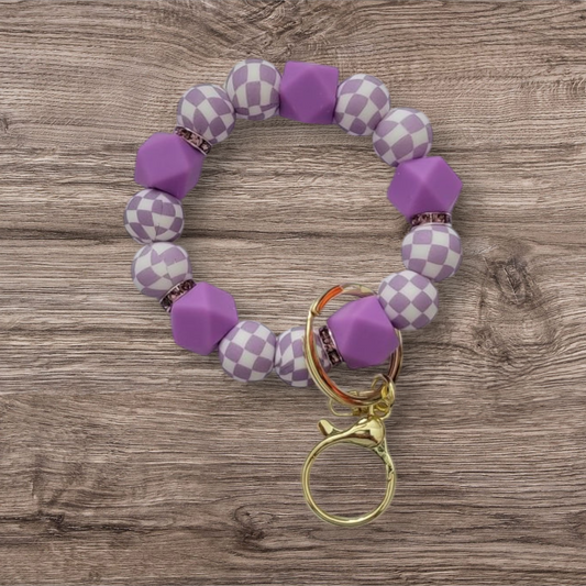 Purple Checkered Mini Wristlet